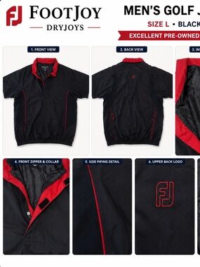 FootJoy Dryjoys Half sleeve Jacket Black and Red Men's Golf Jacket